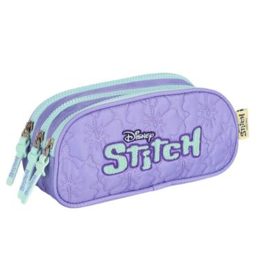 Imagem de Estojo Escolar Stitch Triplo Disney 3 Divisorias Cor Roxo