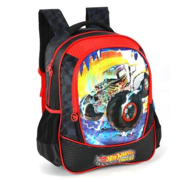 Imagem de Mochila De Costas Escolar Hot Wheels Esportiva Luxcel Preto