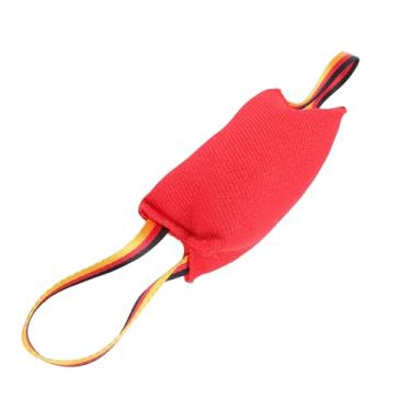 Imagem de HEEPDD Brinquedo para Puxar Cachorro, Travesseiro de Juta para Mordida de Cachorro, Brinquedo Com 2 Alças Fortes, Tecido à Prova de Rasgos Com Design Portátil para Brincadeiras Ao Ar (vermelho)
