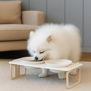 Imagem de Comedouro Elevado para PET Cães de Mini e Pequeno Porte Duplo - MDF e Porcelana - Cor Branca