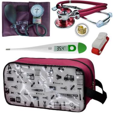 Imagem de Kit Enfermagem Estampada Academico Com Aparelho de Pressao Estetoscopi