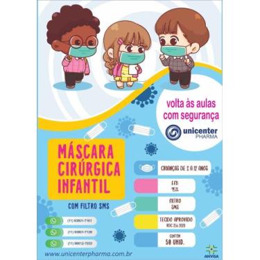 Imagem de Cx de mascara infantil branca com 50 unidades - Unicenter pharma