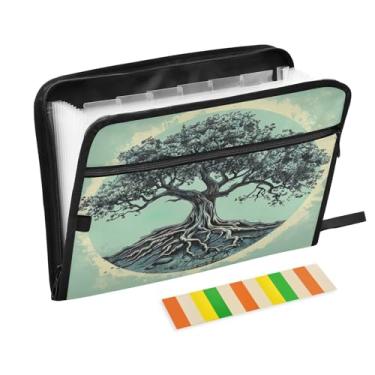 Imagem de Wassud Towering Trees Organizador de arquivos sanfonado letra A4 pastas de arquivo de papel organizador de documentos fólio com etiquetas pasta de arquivo expansível 13 bolsos