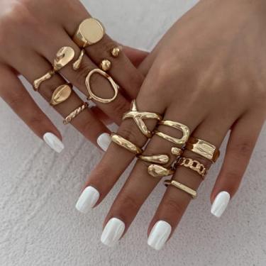 Imagem de Conjunto de anéis articulados e empilháveis para mulheres, joias modernas, anéis modernos ajustáveis, joias de declaração para ela, presentes ideachristmas de presente presentes de amizade para