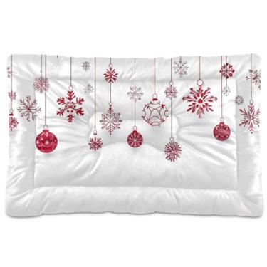 Imagem de Wassud Cama de cachorro vermelha para decoração de Natal grande, tapete de cama para cães ao ar livre, lavável para animais de estimação, cama de gato para dormir, viagens 91 x 61 cm