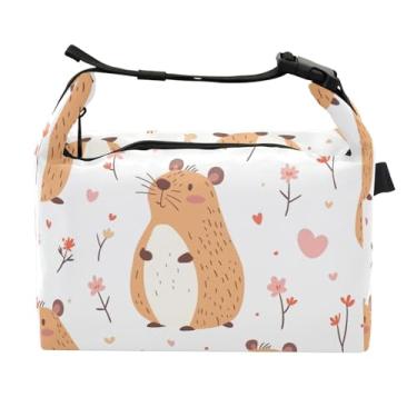 Imagem de STAYTOP Lancheira fofa capivara com fivela de alça, lancheira isolada para meninos e meninas, lancheira térmica para trabalho escolar