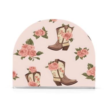 Imagem de xigua Botas de vaqueira com suporte de guardanapo de rosas para mesas – Porta-guardanapos para cozinha, porta-guardanapos de mesa, porta-guardanapos de coquetel, porta-guardanapos de papel462