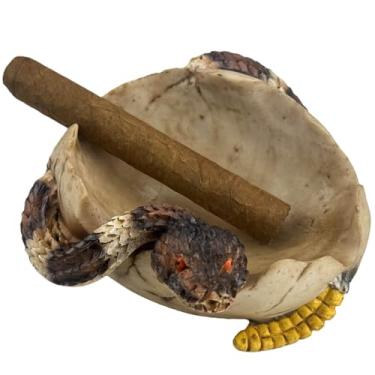 Imagem de Cinzeiro de cascavel, cinzeiro de resina externa de alta estética usado para decoração de escritório em casa, presentes para casa (bege)