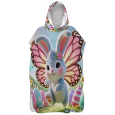 Imagem de Joisal Poncho de coelho fofo ovo de Páscoa para adultos trocador de roupas de banho com capuz toalhas de banho plus size ponchos adultos para mulheres