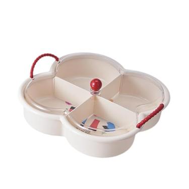 Imagem de Baoblaze Bandeja para servir aperitivos, frutas secas e nozes, com 4 compartimentos. Ideal para mesas de doces e casamentos, com Tampa