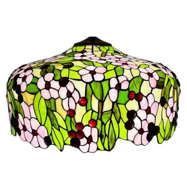 Imagem de Cúpula de Abajur Tiffany de 20 Polegadas (50,8 cm) - Somente para Reposição - Cúpulas de Vidro Colorido Vintage Feitas à Mão com Formato de Flor - Acessórios para Luminárias de Chão, Mesa e