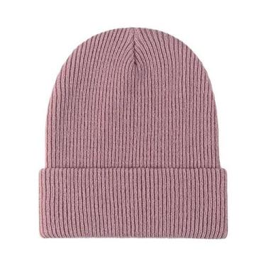 Imagem de Gorro de malha preta unissex, boné de caveira liso quente para inverno