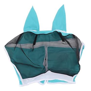 Imagem de Alomejor Máscara de Mosca de Cavalo, Proteção UV de Malha Respirável Elástica Com Cobertura de Orelhas, para Proteção Facial de Cavalo (G 47x38x27cm / 18,5x14,96x10,63 pol.)