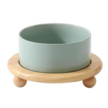 Imagem de HEEPDD Bacia Elevada do Gato, Pratos Cerâmicos Elevados do Gato Com Micro-ondas Suporte de Madeira e Bacia Segura Animal de Estimação Anti-vômito da Máquina de Lavar Louça (850ml)