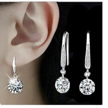 Imagem de Brincos vintage com pingente de gota para mulheres, brincos de gancho prateados elegantes retrô para festas, uso diário e ocasiões formais. Presentes, Medium, Metal, Sem pedra preciosa