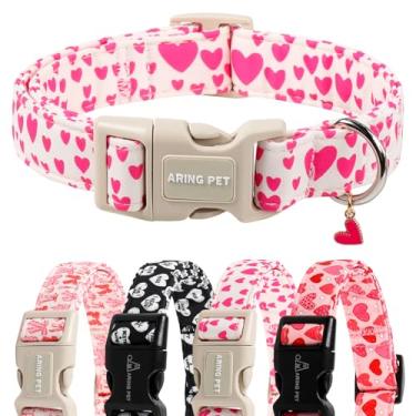 Imagem de ARING PET Coleira de Dia dos Namorados para cães, fofas coleiras de cachorro com coração branco e rosa para cães pequenos, médios e grandes, meninos e meninas - P