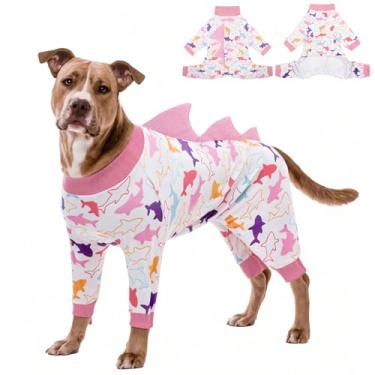 Imagem de UNIPUP Pijama de fantasia de tubarão tamanho grande, macacão para cachorro grande, antiqueda e lambida, pijama para animais de estimação de recuperação pós-cirurgia, ultramacio e elástico em 4