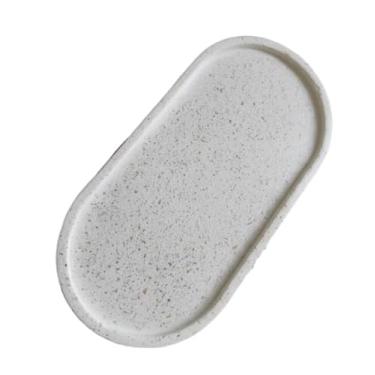 Imagem de Bandeja Decorativa Oval Multiuso | Marmorizado | Kit |Granilite | Porta Jóias | Acessórios | Porta Velas 17.5 cm x 9 cm para Casa Sala Quarto e Ambientes de Decoração Elegante(Granilite 23 cm)