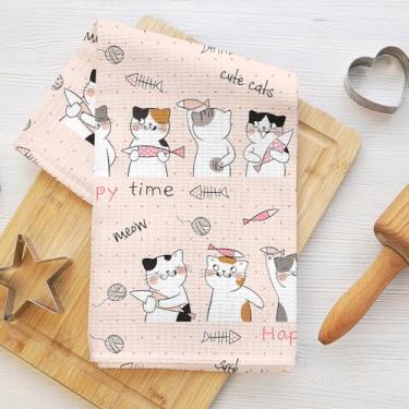 Imagem de Toalhas de cozinha fofas para gatos, panos de prato de microfibra de peixe para secar pratos, panos de cozinha macios absorventes para pratos, toalha de mão para banheiro, sala de estar, presentes