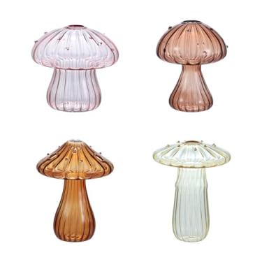 Imagem de BlogBlog Vaso de vidro para cogumelos, mini vaso de cogumelo, vaso de flores, vaso de vidro criativo para cogumelos, planta hidropônica, vaso de mesa (4 cores)