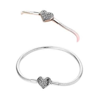 Imagem de Pulseira De Coração Em Prata 925 Com Zircônia Borboleta E Corrente De 