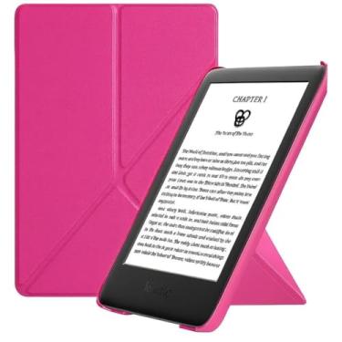 Imagem de Capa Origami Kindle 11ª Geração 6” (Modelos 2022 e 2024 – C2V2L3 e RS23CV) – Rígida com Suporte para Leitura – Auto Hibernação – Fechamento Magnético (Rosa Pink)