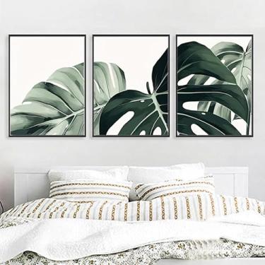 Imagem de Conjunto de 3 peças de pôster de tela, estilo de arte moderna, ilustração de planta tripla, decoração ideal para quartos, salas de estar, corredores, arte de parede, decorações de parede. (Observação