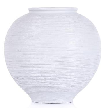 Imagem de Vaso grande de cerâmica Blak – Vaso rústico de fazenda de 22 cm para decoração de casa, sala de estar, mesa, banheiro, férias, decoração de casamento (branco, 23 cm)