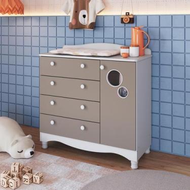 Imagem de Cômoda Infantil Organizadora 4 Gavetas Grande e 1 Porta com Prateleira