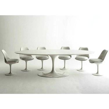 Imagem de Mesa saarinen oval 1,80x1 base branca tampo branco laca - O REI DAS PO