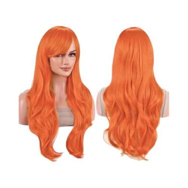 Imagem de Peruca Sintética Colorida De 70cm Com Ondas E Franja Para Mulheres, Fa