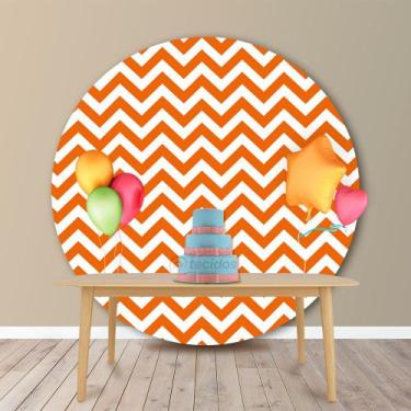 Imagem de Painel Redondo em Jacquard Estampado Chevron Laranja, 2,00