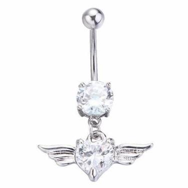 Imagem de Piercing De Umbigo Prata Pendurado Zirconia Coração Angel - De Castro 