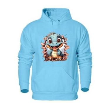 Imagem de Casaco Moletom Canguru Com Capuz Masculino Estampa Dinossauro Flanelado-Masculino