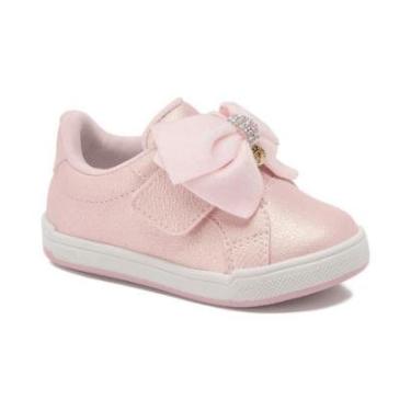 Imagem de Tênis Infantil Klin Moon Baby Rosa Perolizado Laço 218.086-Feminino