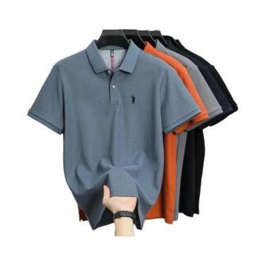Imagem de Camisa Polo Masculina De Algodão Respirável Com Bordado, Manga Curta, 