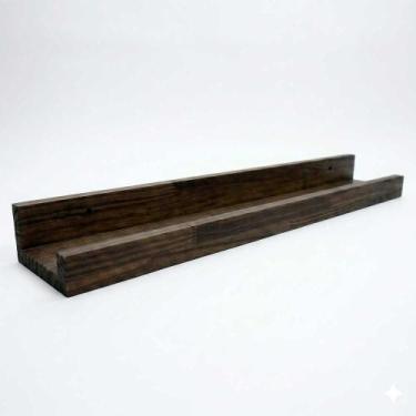 Imagem de Prateleira de Parede Tipo Calha 90cm em Madeira Pinus Tabaco - ArtFact