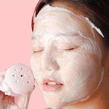 Imagem de Esponja Silicone Rosa Limpeza Facial Esfoliar Poro Profundo - Xuanzi