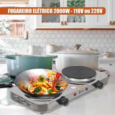 Imagem de Fogao eletrico de mesa agratto fm-02 inox 2 bocas 220v ou 127v, 110V