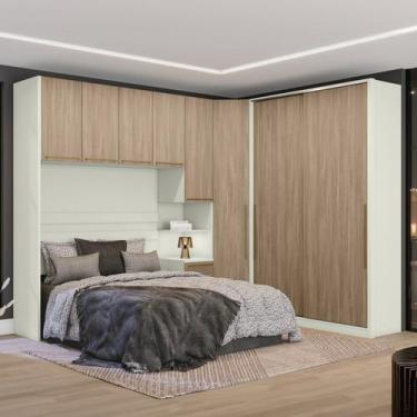 Imagem de Quarto Modulado Casal Completo 8 Portas 6 Gavetas Canto Oblíquo Selett