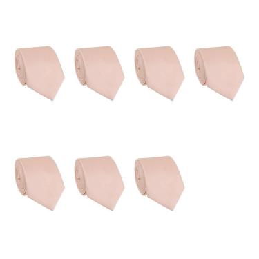 Imagem de Kit 7 Gravatas Masculina Social Slim Premium Tons de Rosa Lisa Elegante Padrinhos Formatura Trabalho