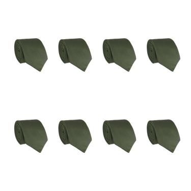 Imagem de Kit 8 Gravatas Masculina Social Slim Premium Tons de Verde Lisa Elegante Padrinhos Formatura Trabalho
