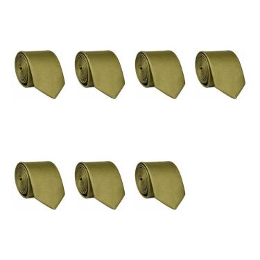 Imagem de Kit 7 Gravatas Masculina Social Slim Premium Tons de Verde Lisa Elegante Padrinhos Formatura Trabalho