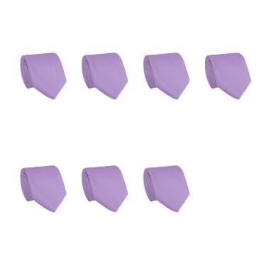 Imagem de Kit 7 Gravatas Masculina Social Slim Premium Tons de Roxo Lisa Elegante Padrinhos Formatura Trabalho