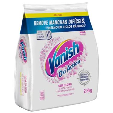Imagem de Tira Manchas em Pó Vanish Oxi Action Crystal White Refil 2,5kg para Roupas Brancas, Sem Cloro, com Percarbonato, Remove Manchas Difíceis e Deixa o Branco Até 5 Tons Mais Branco