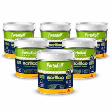 Imagem de Kit 6 Rejunte Acrílico PortoKoll 1kg Cinza Platina - SIKA