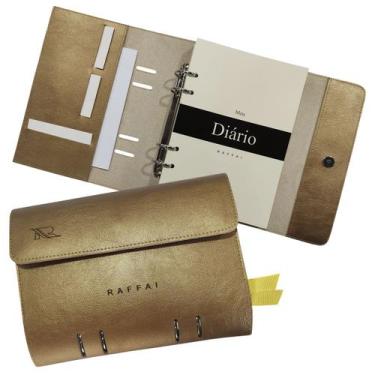 Imagem de Agenda Meu Diário 160-R Personalizada Raffai Couros, Dourado