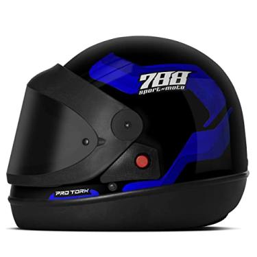 Imagem de CAPACETE FECHADO PRO TORK SPORT MOTO 788 AZUL TAM. 58 VIS. FUMÊ
