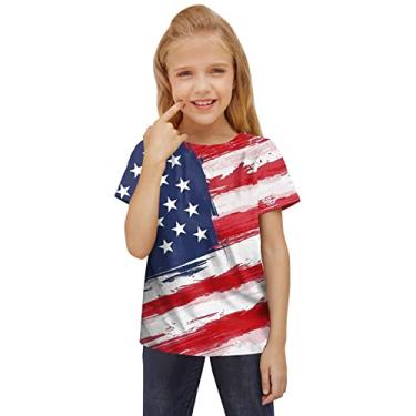 Imagem de Dia da Independência para crianças de 4 de julho camisetas impressas em 3D meninos meninas novidade macacão curto infantil (vermelho, 8-9 anos)