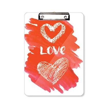 Imagem de Placa de apoio para escrever à mão com citação Red Love You A4